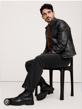 Banana Republic Men's Combat Boots - Charcoal Black 10.5